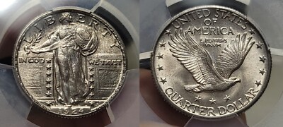 1924 Standing Liberty quarter comparison: non-Full Head (left) vs Full Head detail (right) on Liberty's helmet